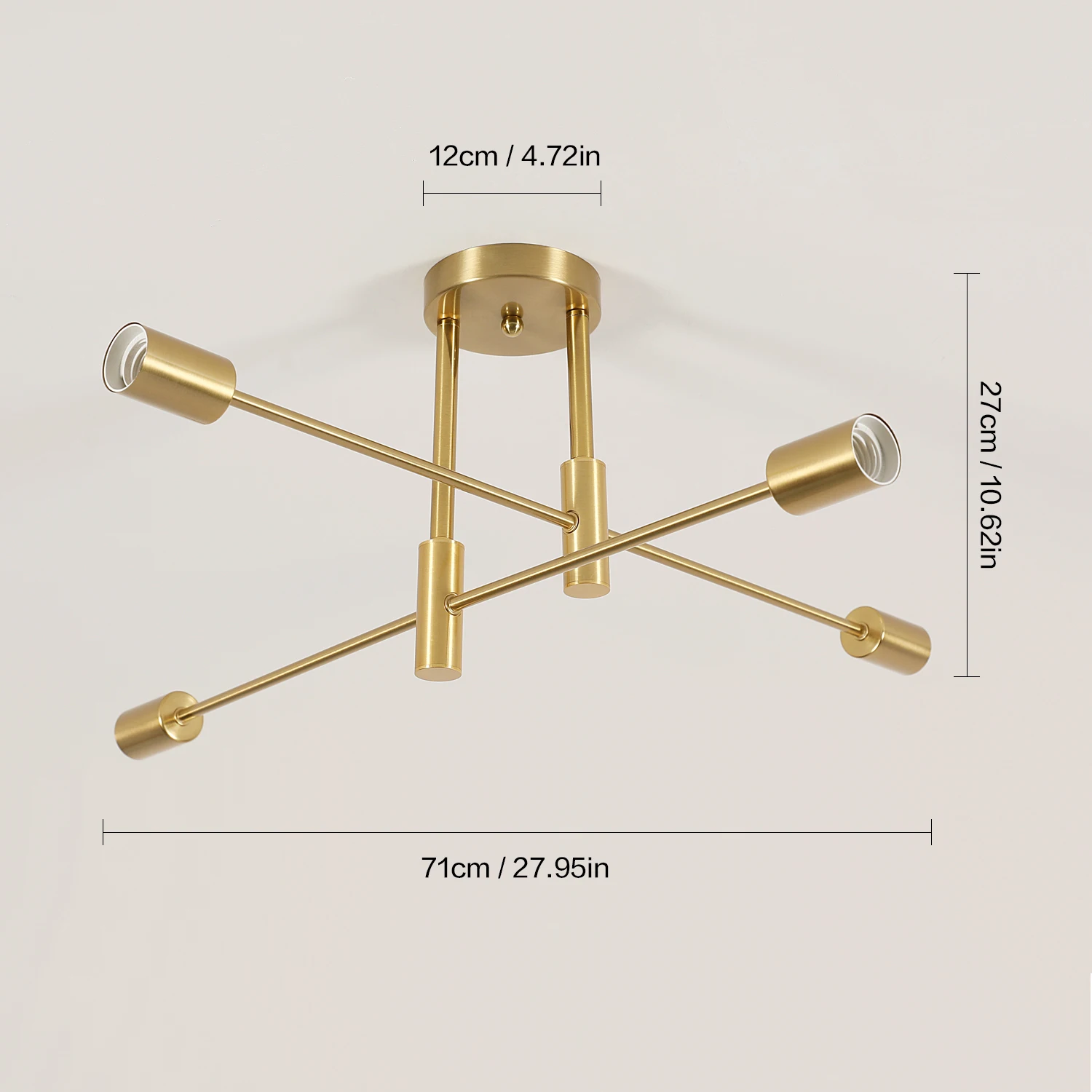 Sputnik Lamp, 4 Lights E27 Vintage Metal Ceiling, Modern 180° Adjustable Ceiling Lamp for Bedroom Living Loft [E27 No Bulb]