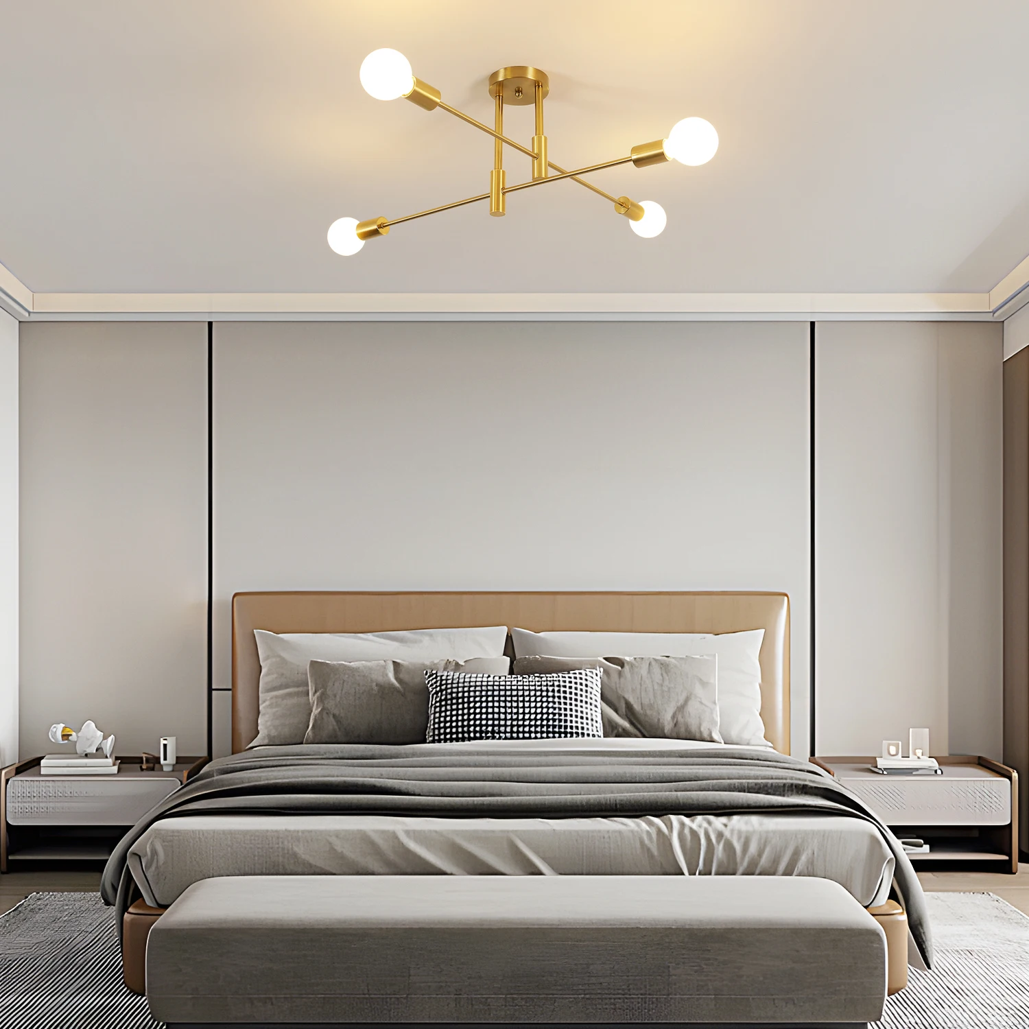 Sputnik Lamp, 4 Lights E27 Vintage Metal Ceiling, Modern 180° Adjustable Ceiling Lamp for Bedroom Living Loft [E27 No Bulb]