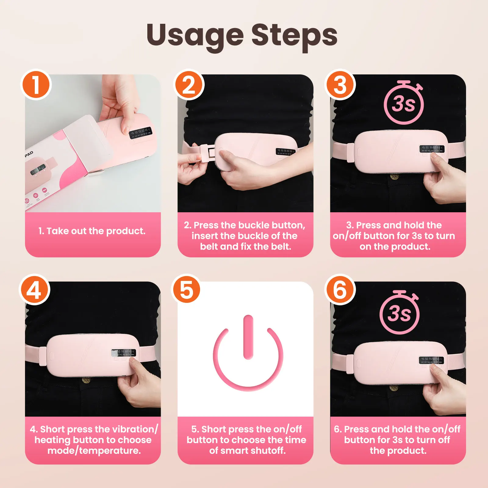 Local Stock Women Menstrual Heating Pads Effective Hot Compress Period Relief Belt Rechargeable Heated Waist Massager Gifts