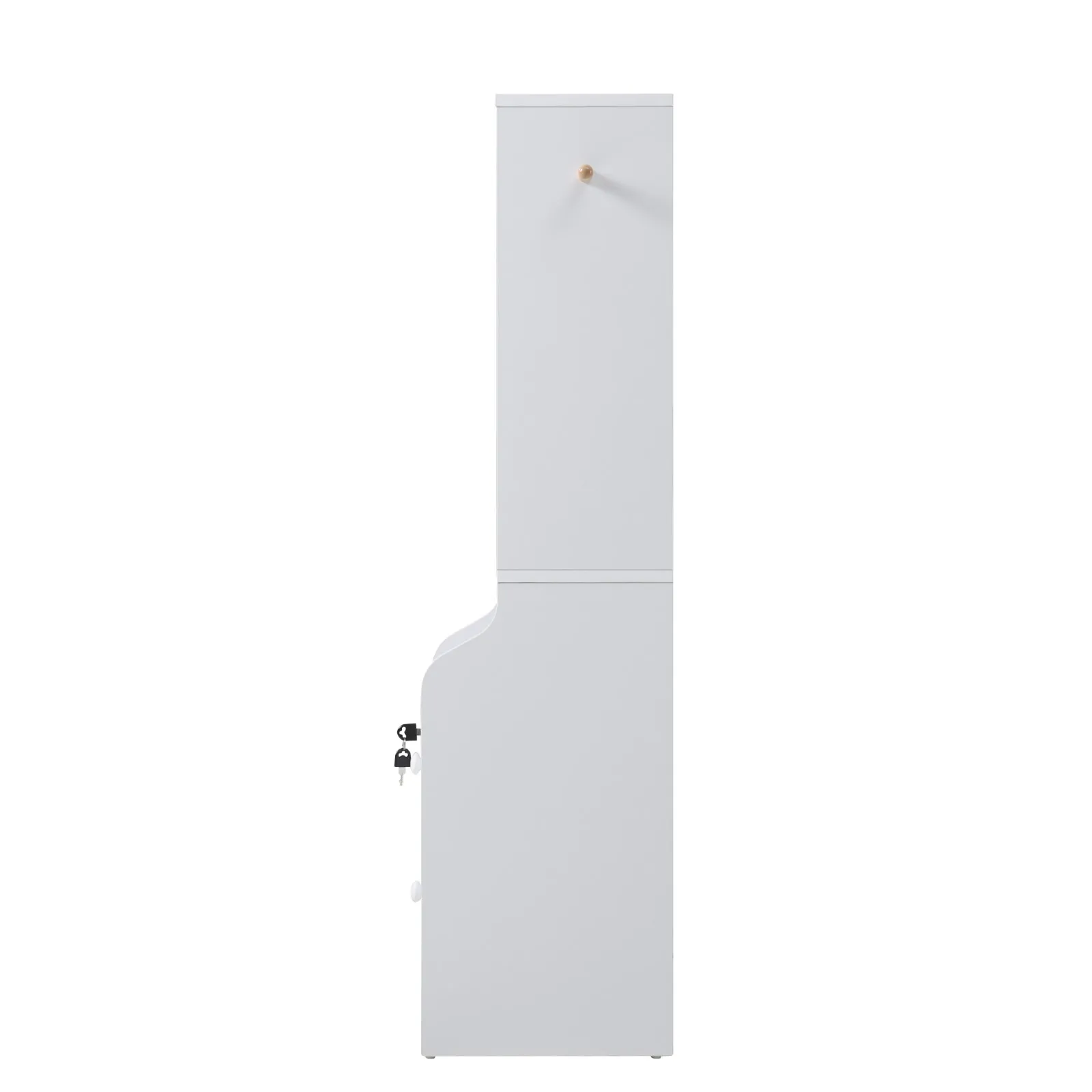 【Lifeideas】White Corner Bookshelf 3/4/5 Layers Wooden Ultra-thin Storage Rack with Lockable Drawer for Living Room Bedroom Hom