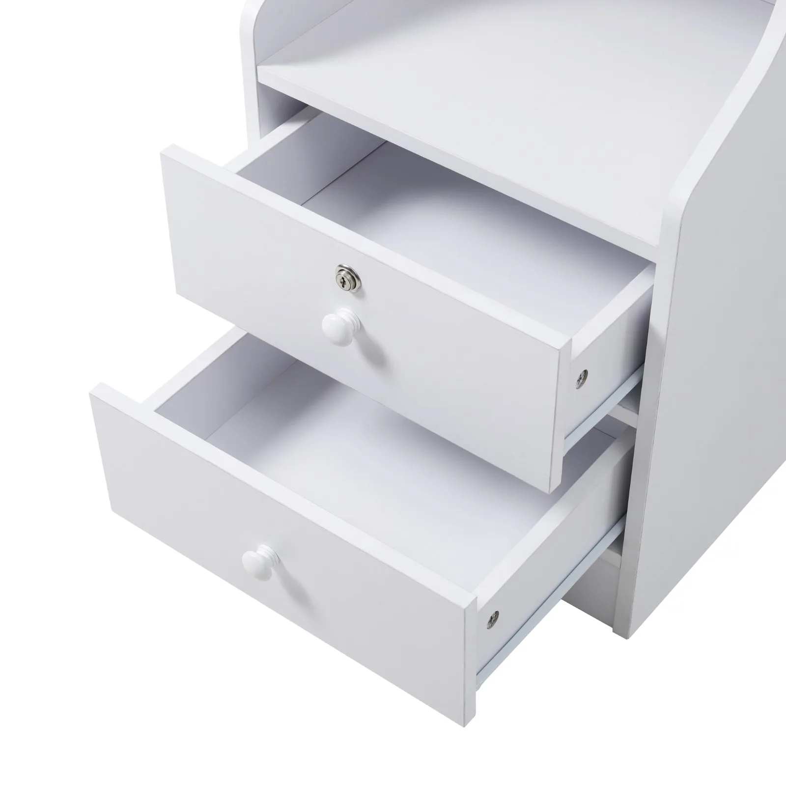 【Lifeideas】White Corner Bookshelf 3/4/5 Layers Wooden Ultra-thin Storage Rack with Lockable Drawer for Living Room Bedroom Hom