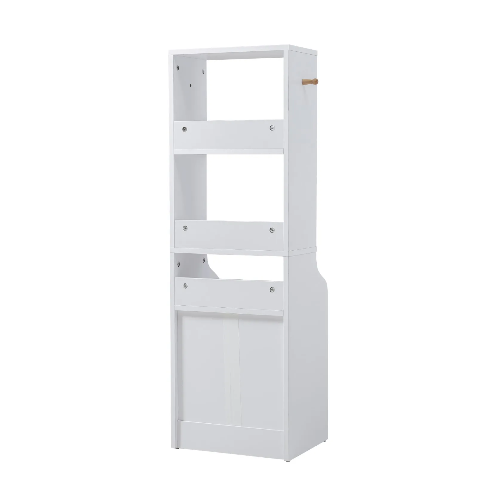【Lifeideas】White Corner Bookshelf 3/4/5 Layers Wooden Ultra-thin Storage Rack with Lockable Drawer for Living Room Bedroom Hom