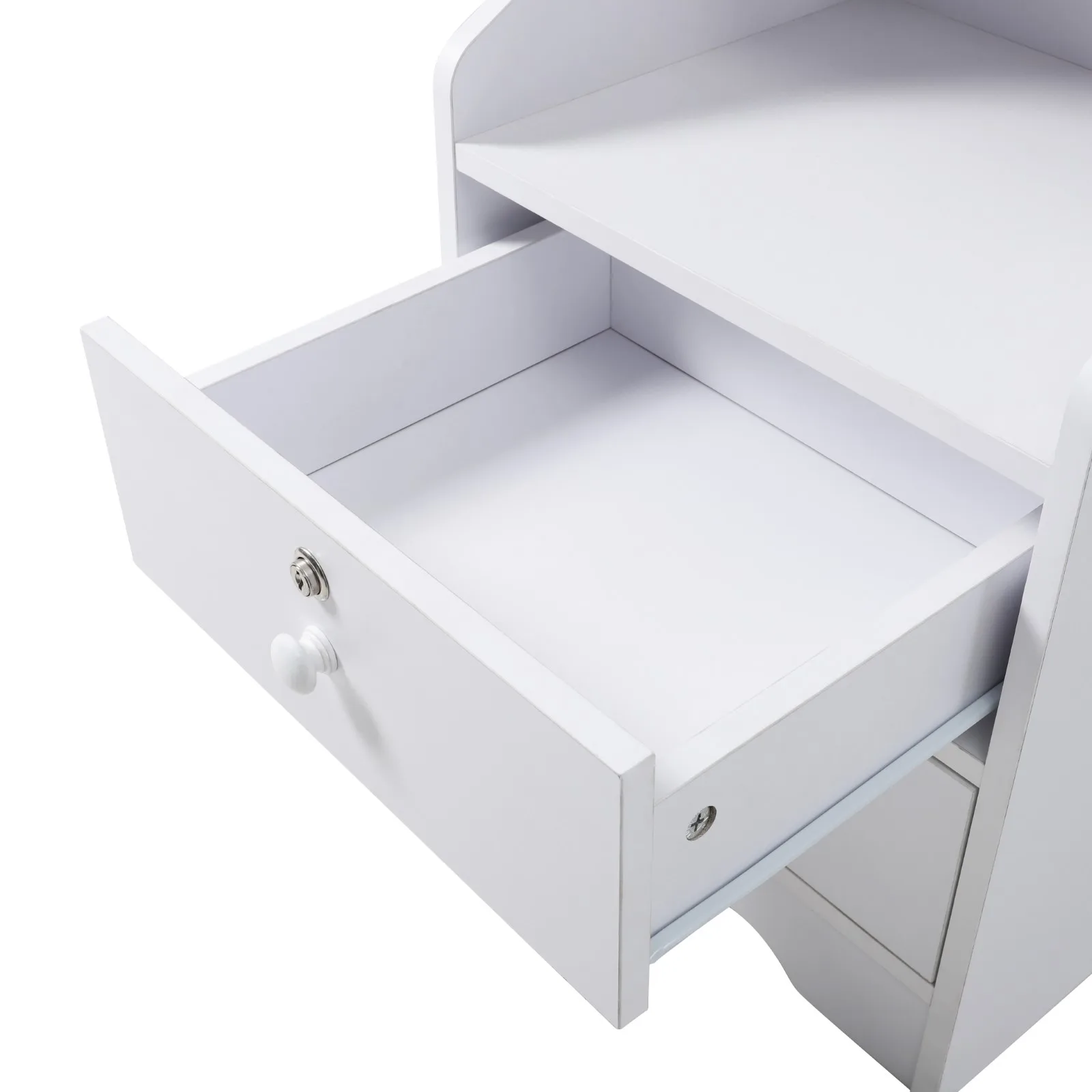 【Lifeideas】White Corner Bookshelf 3/4/5 Layers Wooden Ultra-thin Storage Rack with Lockable Drawer for Living Room Bedroom Hom