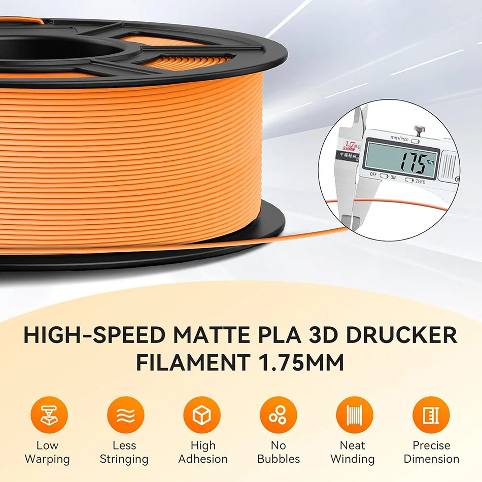 JAYO High Speed PLA Matte 3D Printer Filament 1.75mm PLA Classic Filament 5Rolls/set High Toughness Matte 3D Filament 1.1KG/Roll