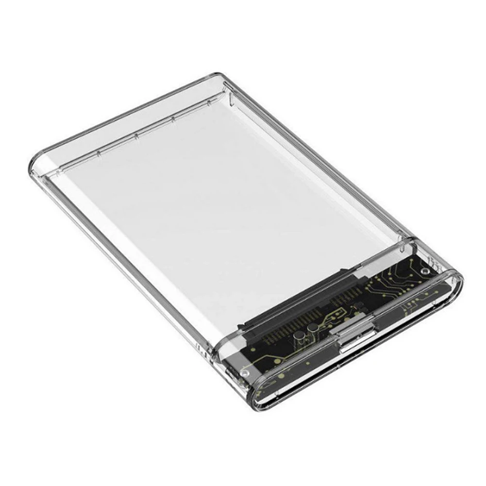 2.5 Inch HDD SSD Enclosure Transparent Portable Solid State Drive Box USB3.1 Type C External Hard Disk Drive Box for MacBook PC