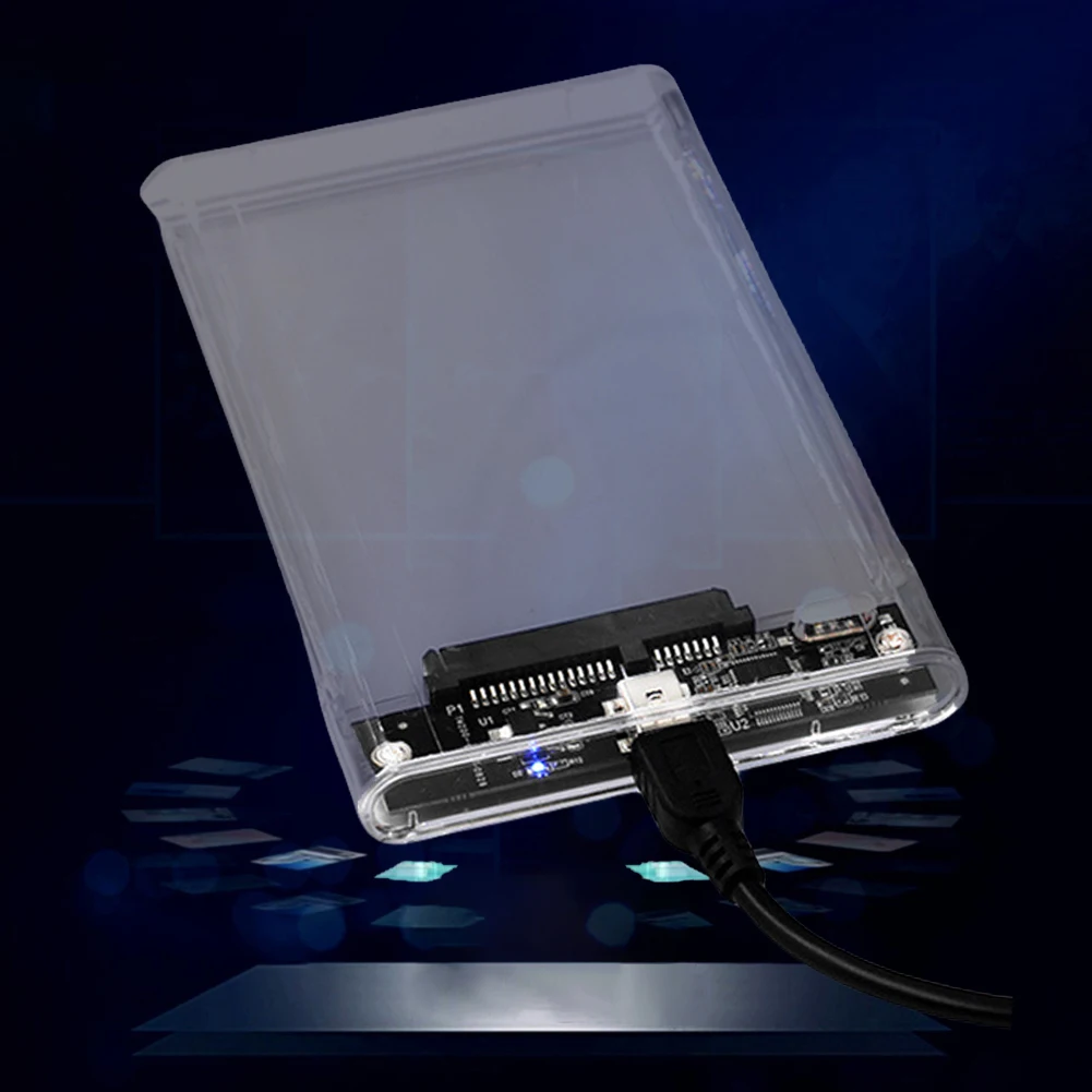 2.5 Inch HDD SSD Enclosure Transparent Portable Solid State Drive Box USB3.1 Type C External Hard Disk Drive Box for MacBook PC