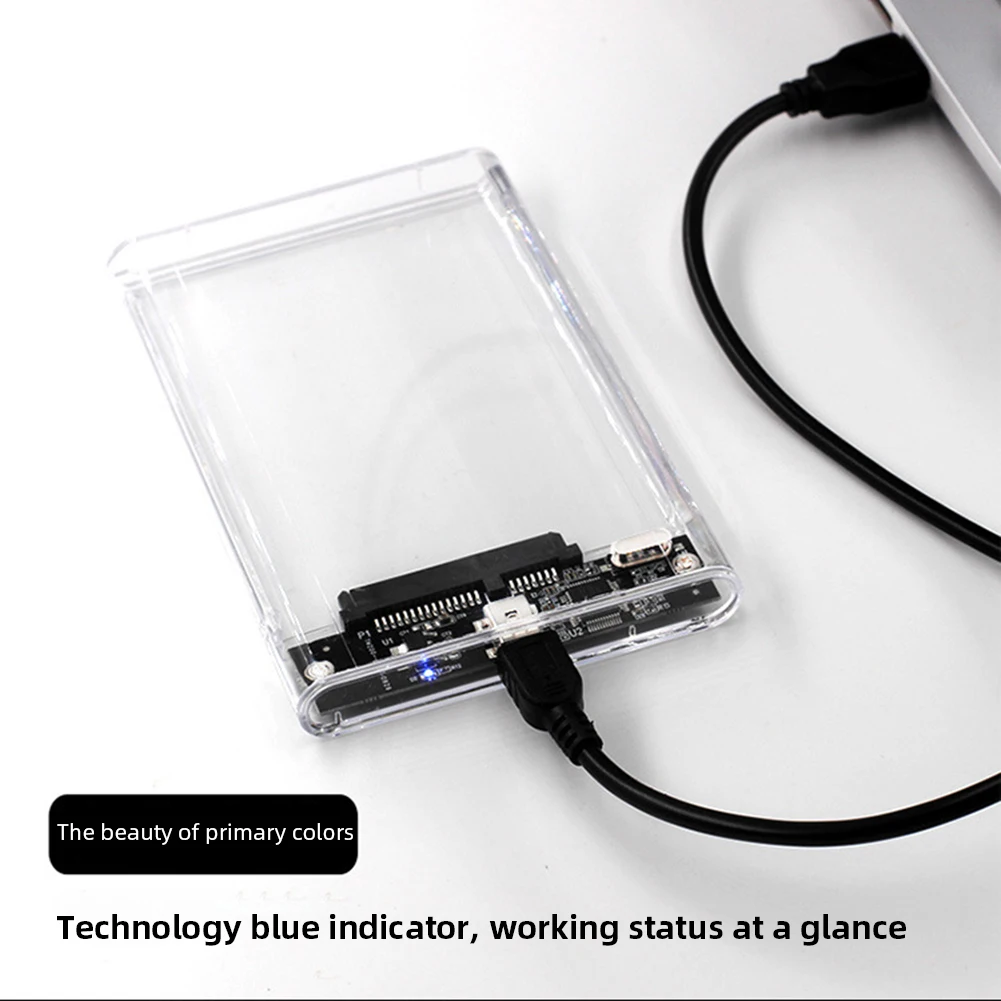 2.5 Inch HDD SSD Enclosure Transparent Portable Solid State Drive Box USB3.1 Type C External Hard Disk Drive Box for MacBook PC