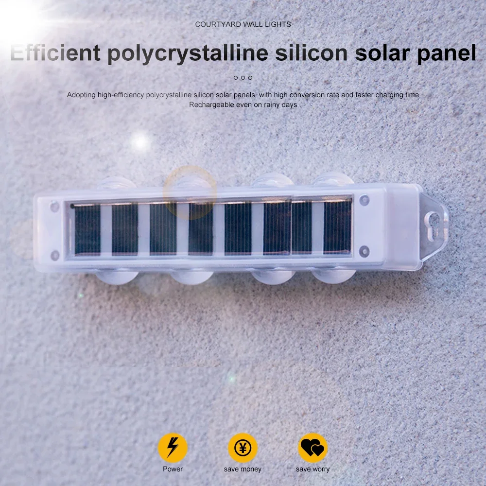 Solar Warm Light Wall Lights Up and down Lighting 8LED Wall Washing Waterproof for Outdoor Fence Walkway Porch Deck