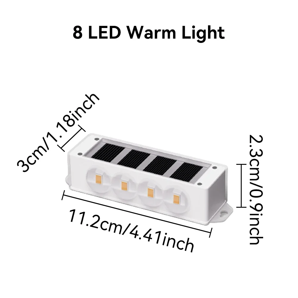 Solar Warm Light Wall Lights Up and down Lighting 8LED Wall Washing Waterproof for Outdoor Fence Walkway Porch Deck
