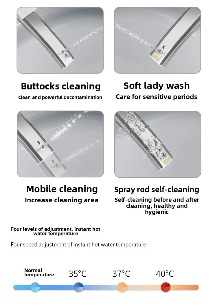 Auto Flip Smart Toilet Seat Cover with Constant Temperature Heating Multi Function Universal Bidet