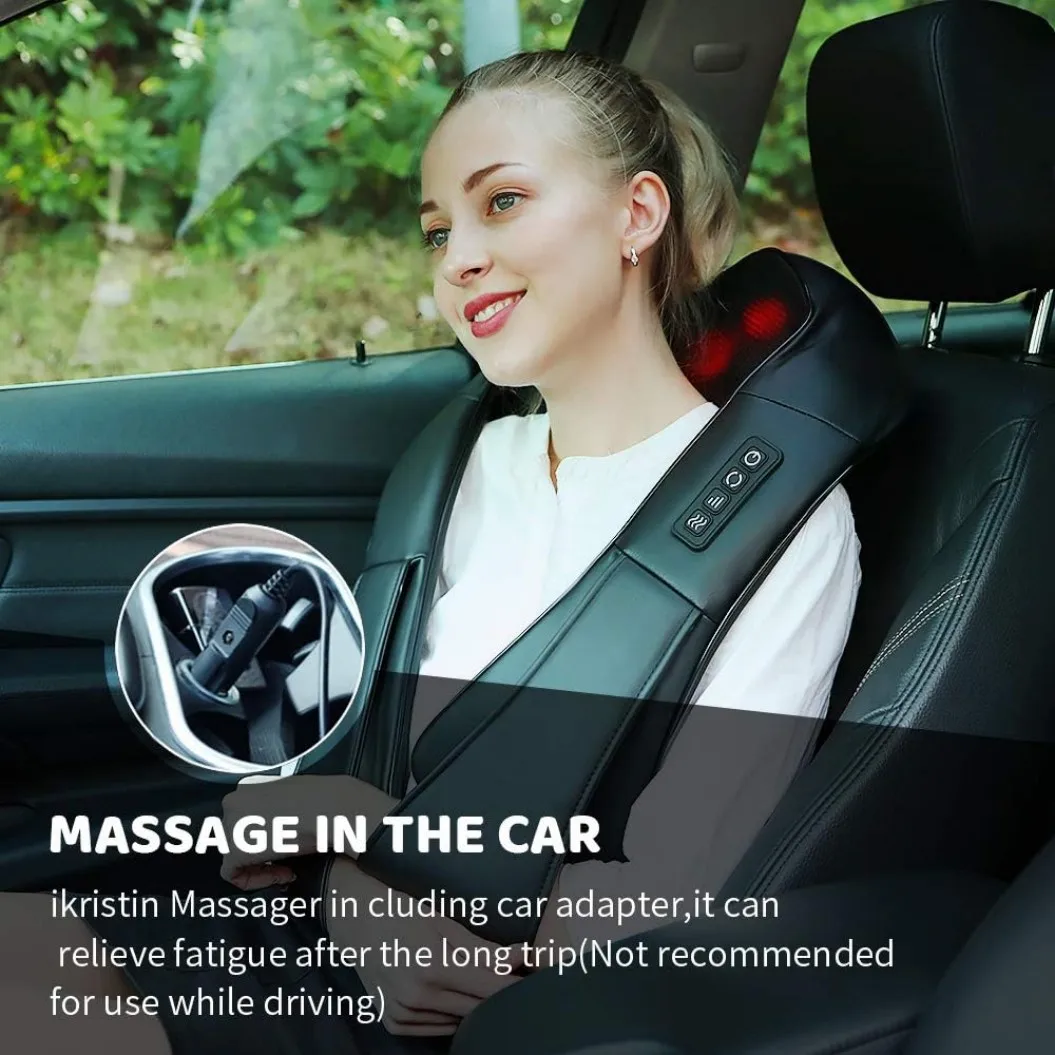 Electric Neck Shoulder Massager Shiatsu Back Massage Heat Kneading Body 8 massage heads for Car Home UK Plug