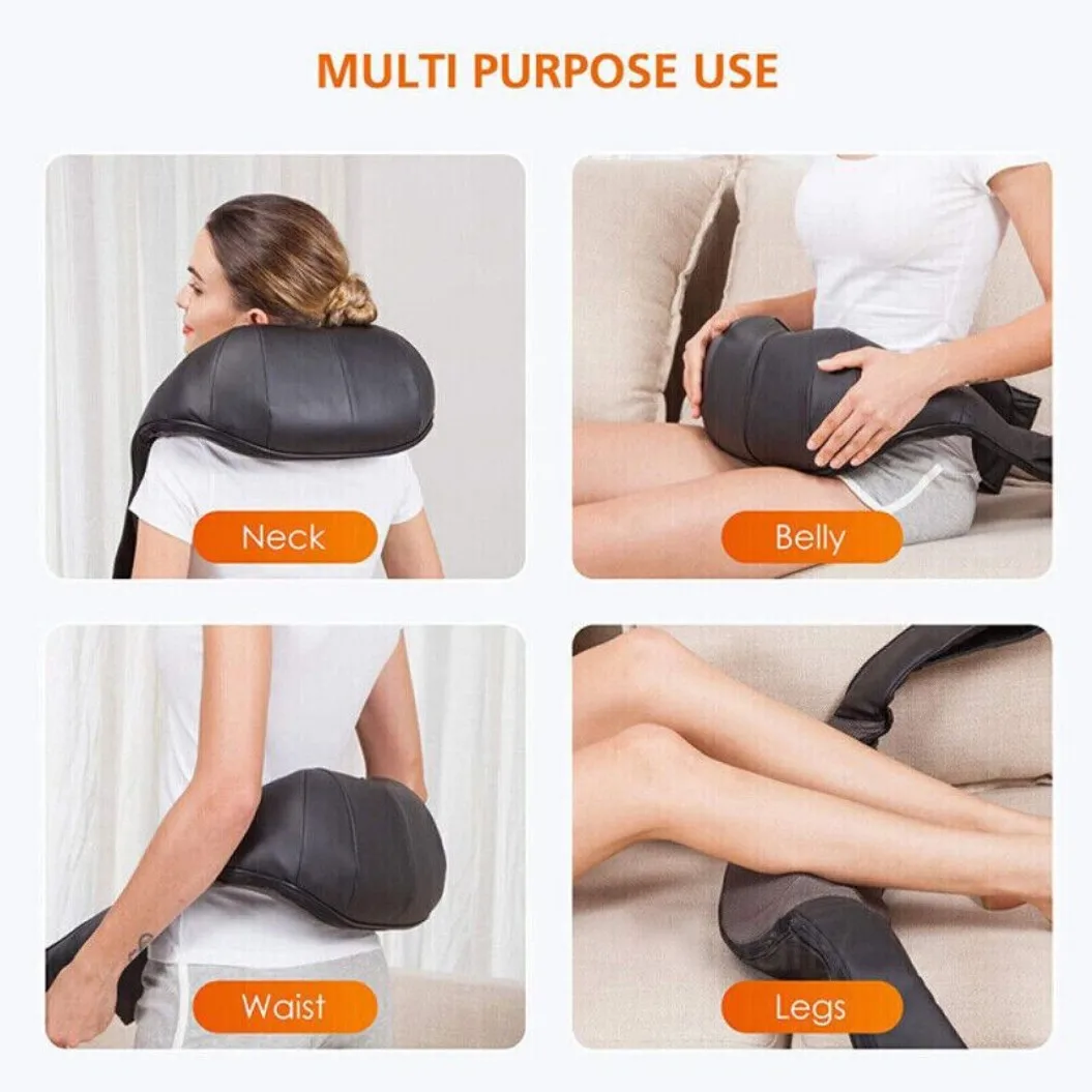 Electric Neck Shoulder Massager Shiatsu Back Massage Heat Kneading Body 8 massage heads for Car Home UK Plug