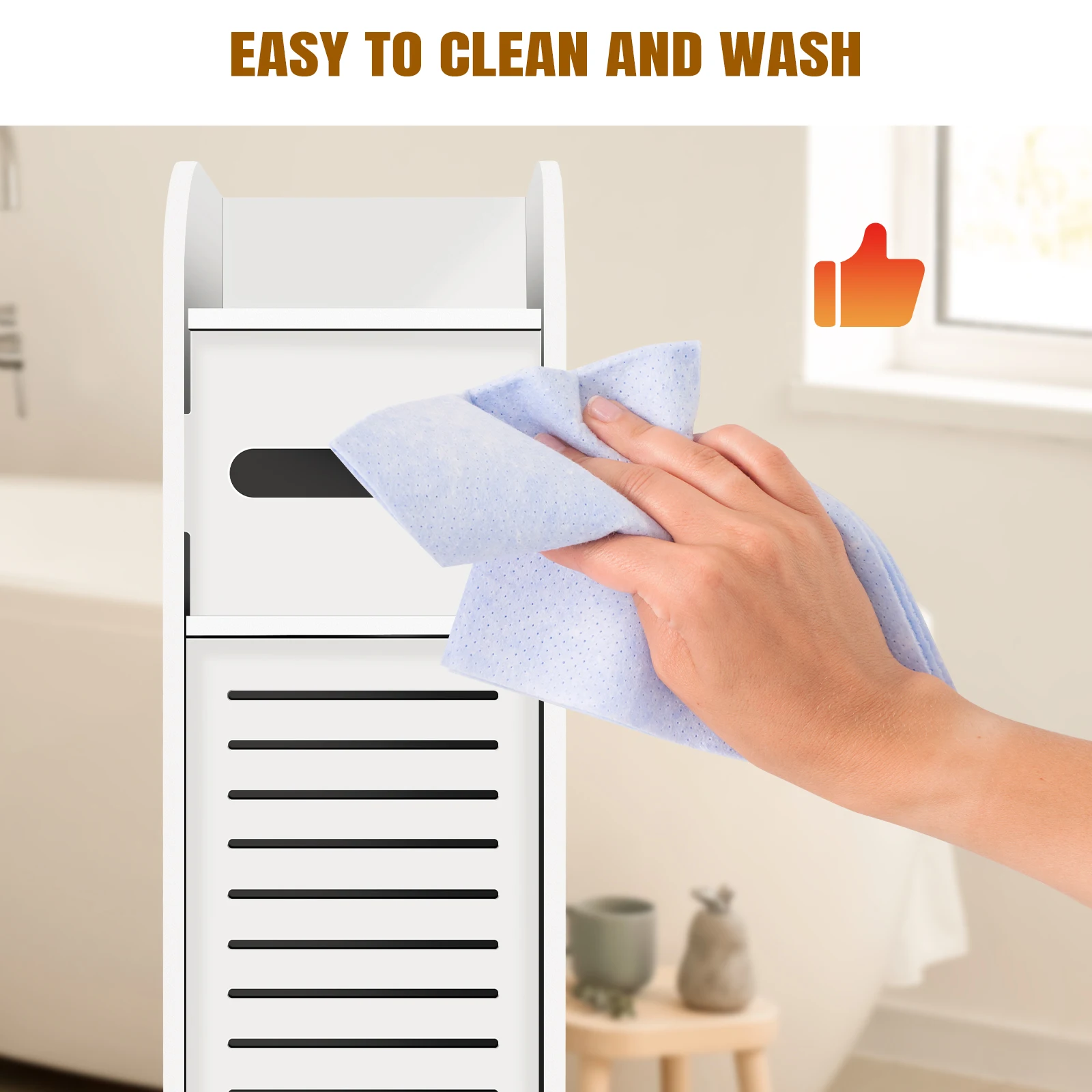 BRIEFNESS White Bathroom Cabinet Tall Slimline Shelf Bathroom Cabinet Bathroom Organiser Bedroom Cabinet Living Room Organiser