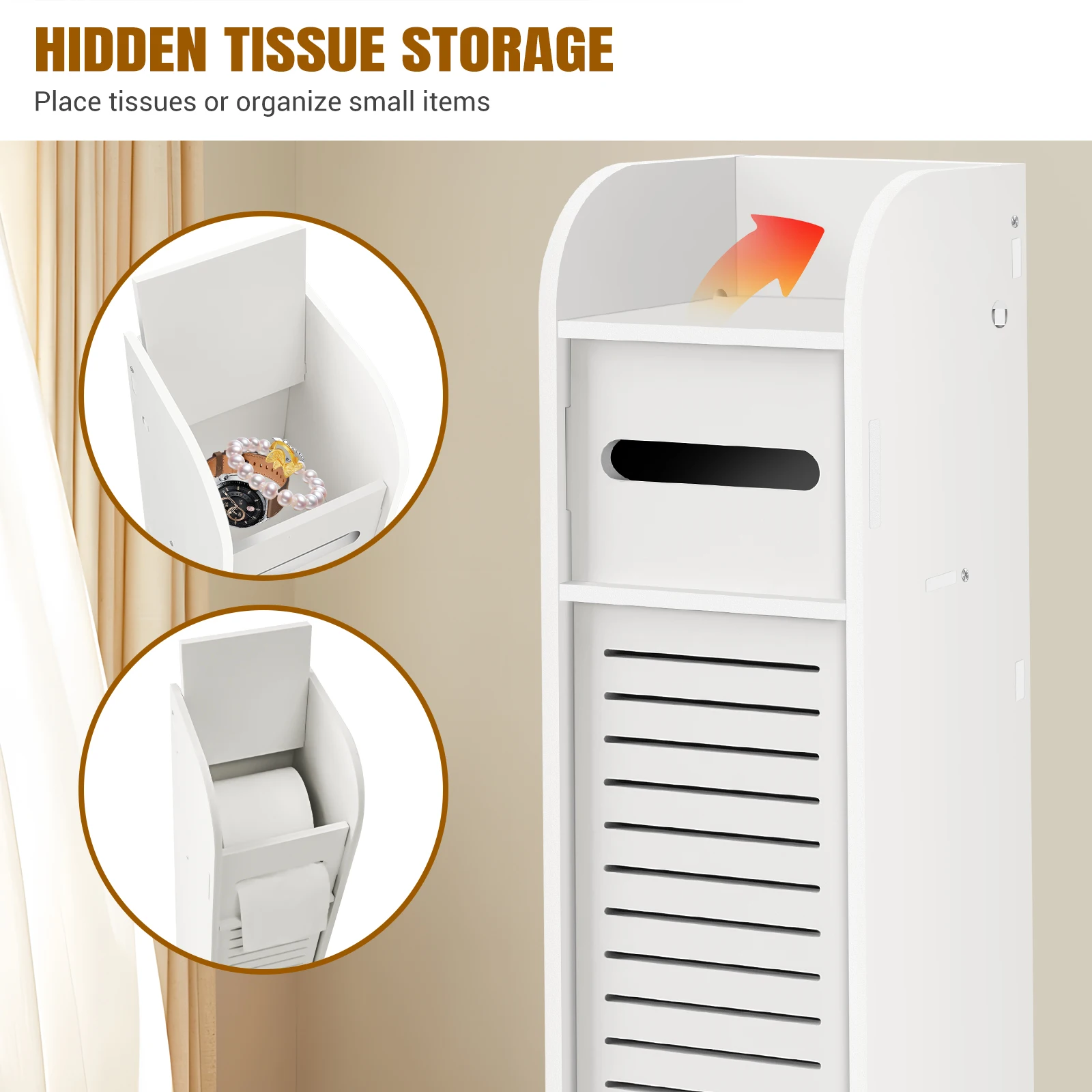 BRIEFNESS White Bathroom Cabinet Tall Slimline Shelf Bathroom Cabinet Bathroom Organiser Bedroom Cabinet Living Room Organiser