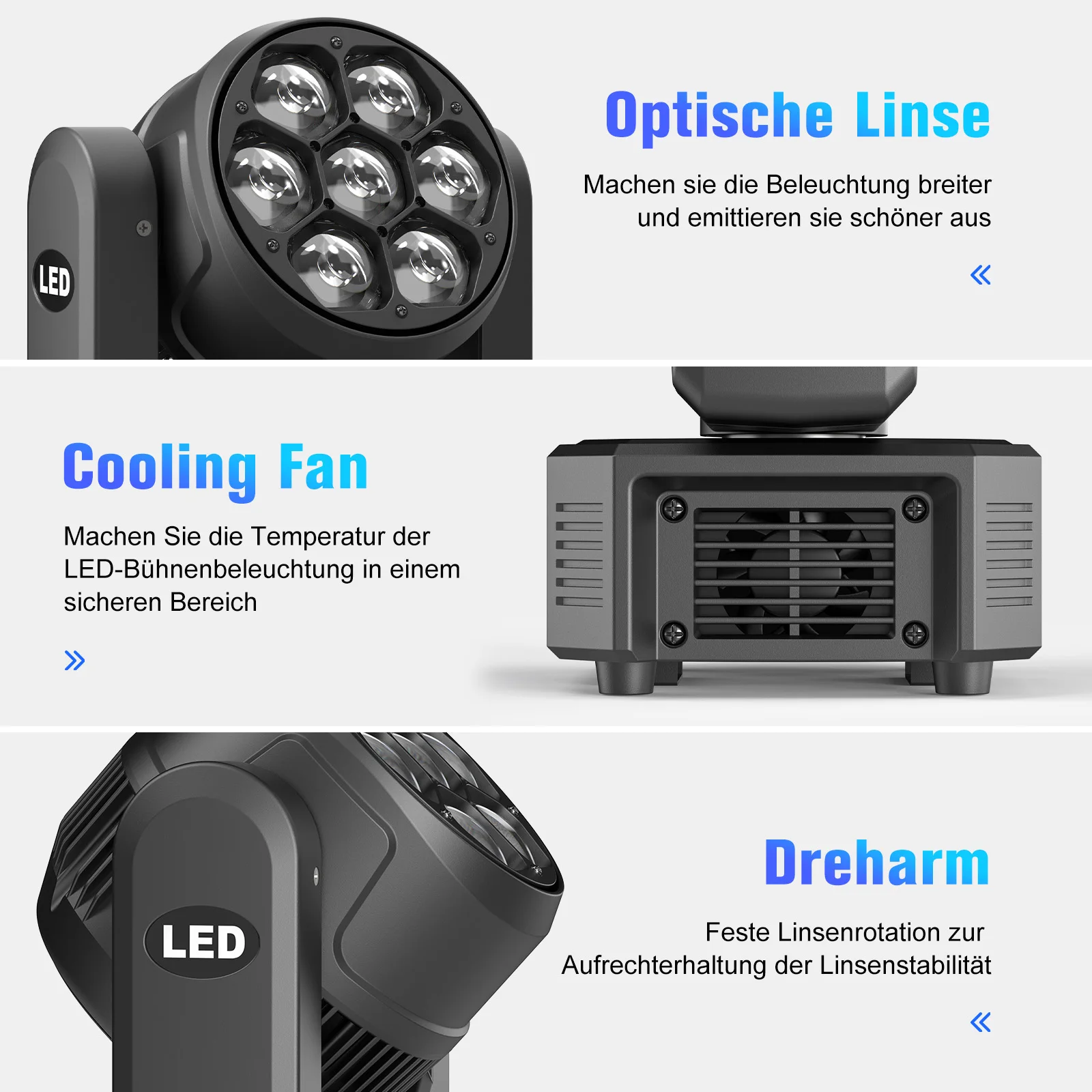 LeLeght 7X50W Moving Head LED DMX512 RGBW Light Effects 5 Control Mode With Strobe Lighting Effect for Party Disco Ballroom