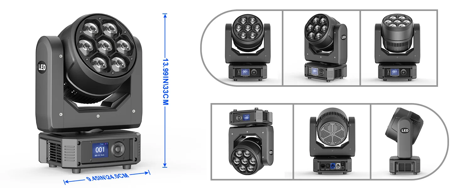 LeLeght 7X50W Moving Head LED DMX512 RGBW Light Effects 5 Control Mode With Strobe Lighting Effect for Party Disco Ballroom