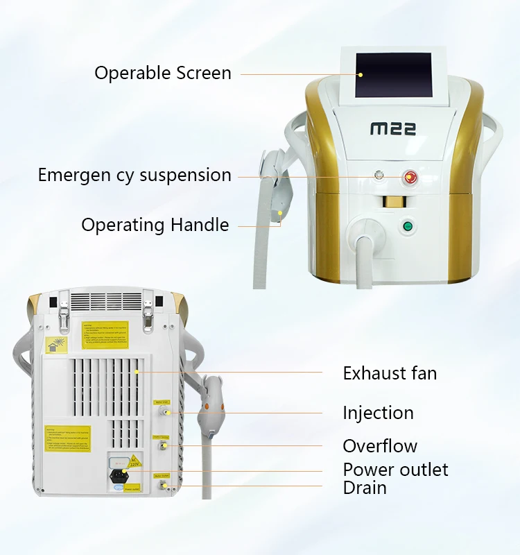 M22 IPL OPT Machine Aesthetic Laser Hair Remove E-Light Skin Rejuvenation Machine Vascular MultiApplication Hair Removal