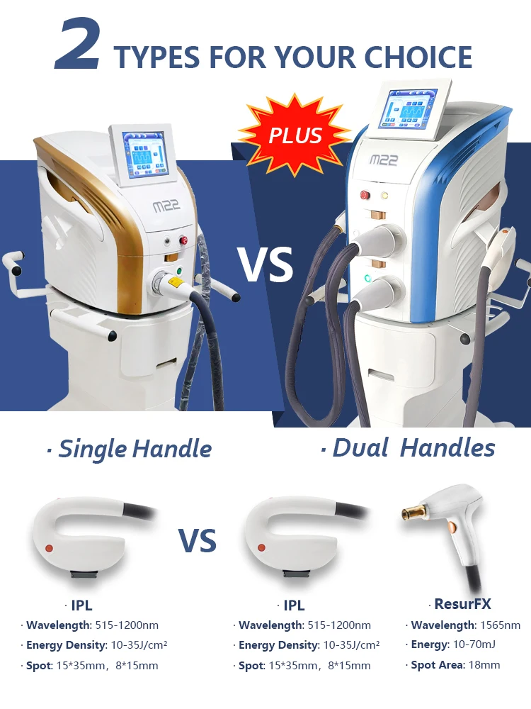 M22 IPL OPT Machine Aesthetic Laser Hair Remove E-Light Skin Rejuvenation Machine Vascular MultiApplication Hair Removal