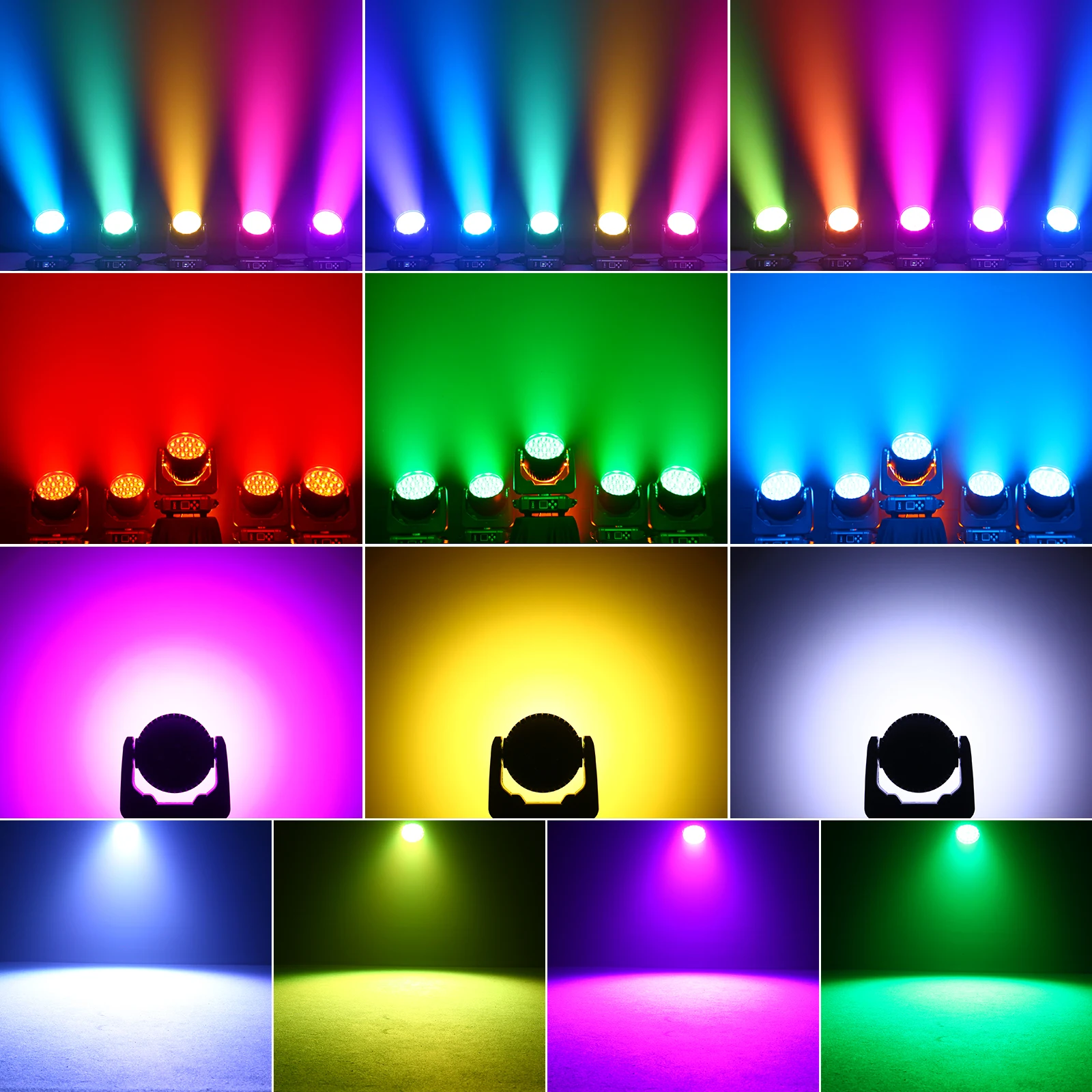 Datewink 2Pcs 19X15W LED Moving Head Lights 4IN1 RGBW Beam Wash Zoom Stage Lighting Effect DMX512 For DJ Disco Wedding Party Bar