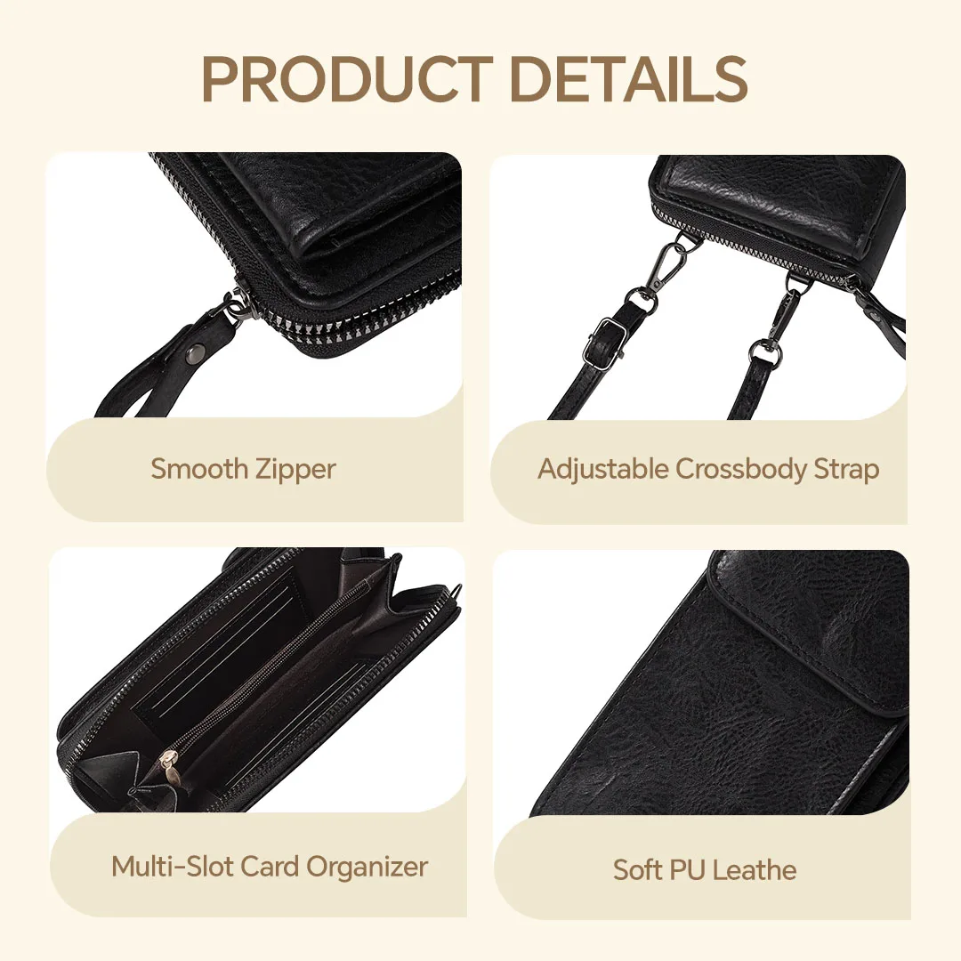Voltsify Mini PU Leather Shoulder Crossbody Phone Bag with Adjustable Strap