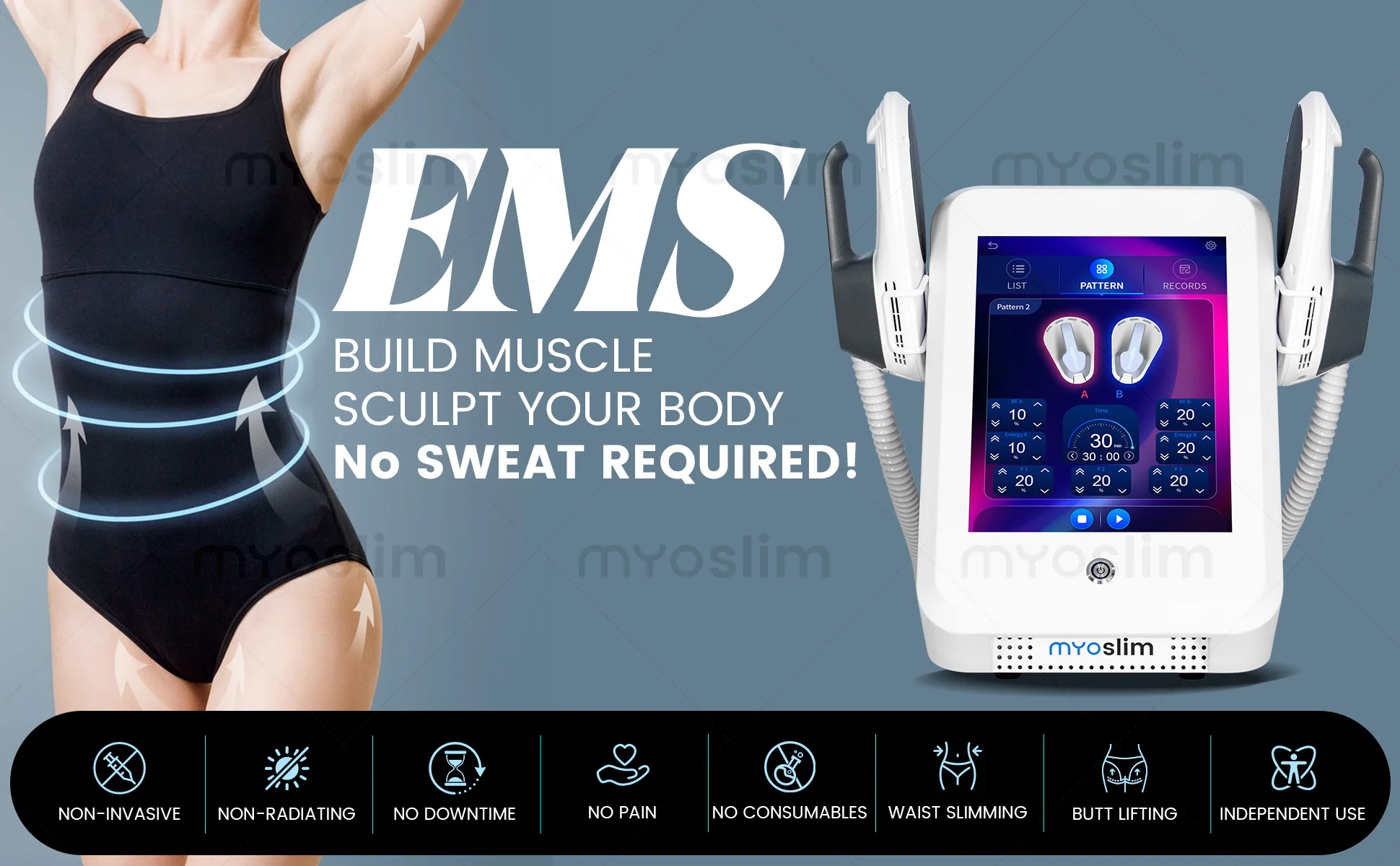 EMS Body Slimming 2 Handle RF Professional EMS Body Sculpting Machine Muscle Stimulator for Salon Clinic