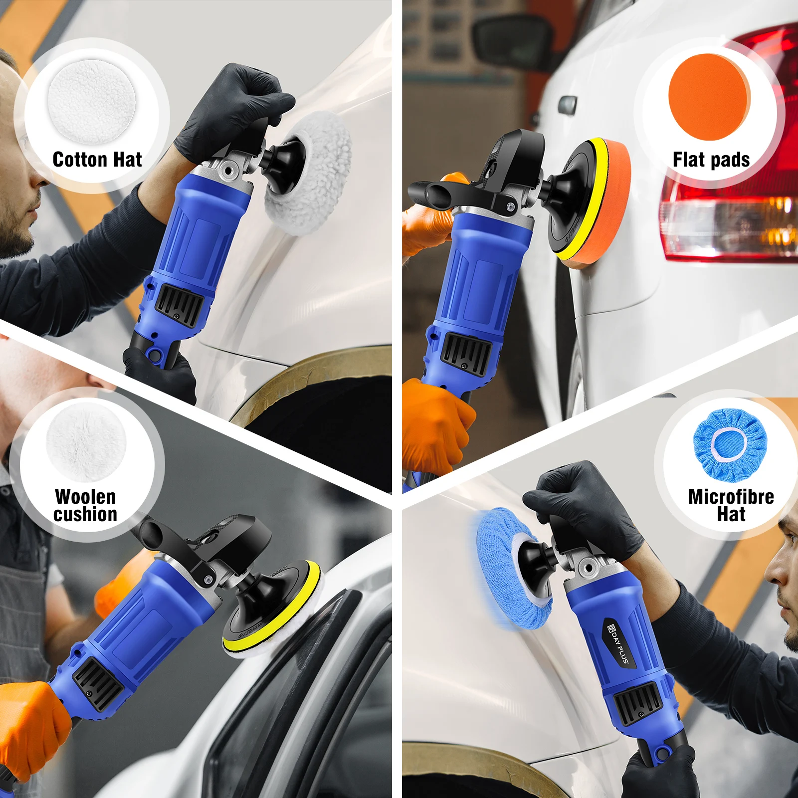 DayPlus 1400W Electric Car Polisher Car Beauty Waxing Machine Adjustable Speed Sanding Tool Automotive Polishing Scratch Repair