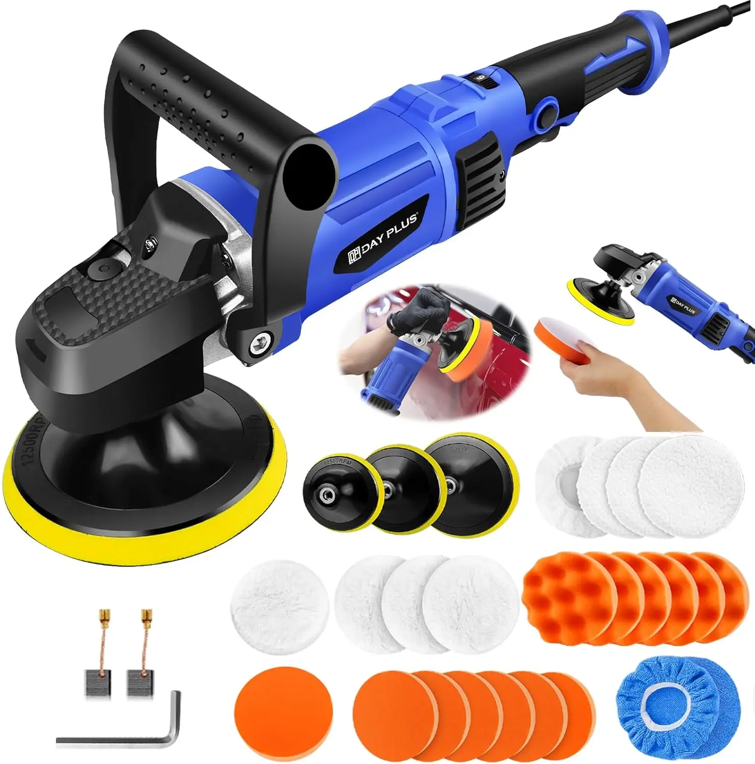 DayPlus 1400W Electric Car Polisher Car Beauty Waxing Machine Adjustable Speed Sanding Tool Automotive Polishing Scratch Repair