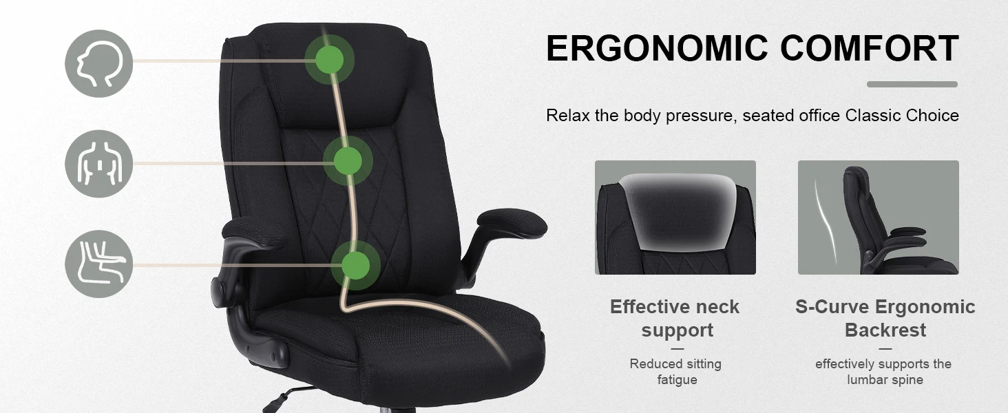 Ergonomic Office Chair, Desk chair with high backrest and height adjustable, Swivel chair with headrest Comfortable,