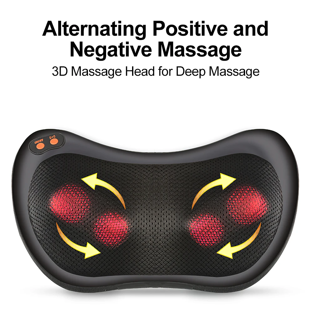 Multifunctional Neck Massager Shoulder Waist Back Car Home Cervical Massage Pillow 3 speeds