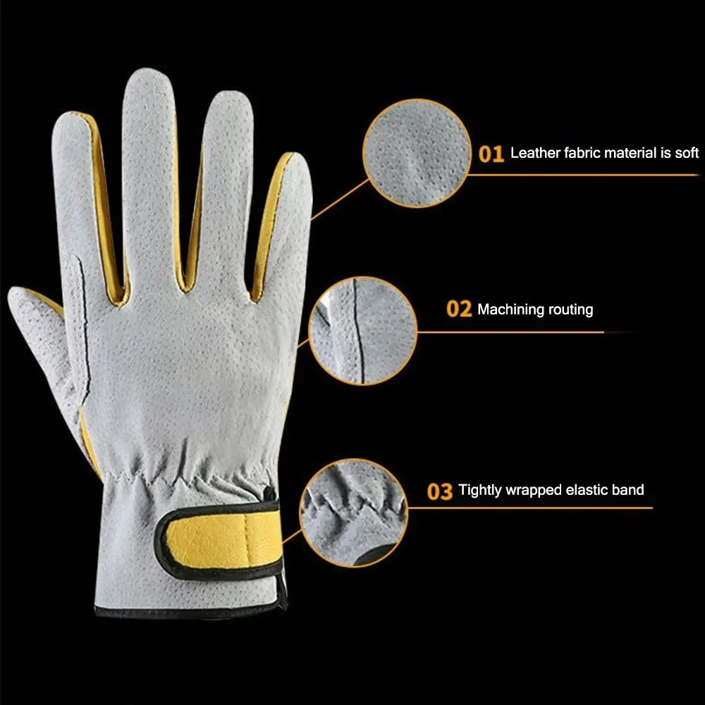 Leather Welding Gloves Flame Retardant Heat-Resistant Work Gloves Supplies Anti-cutting Glove Workplace Fireplace Oven Welder