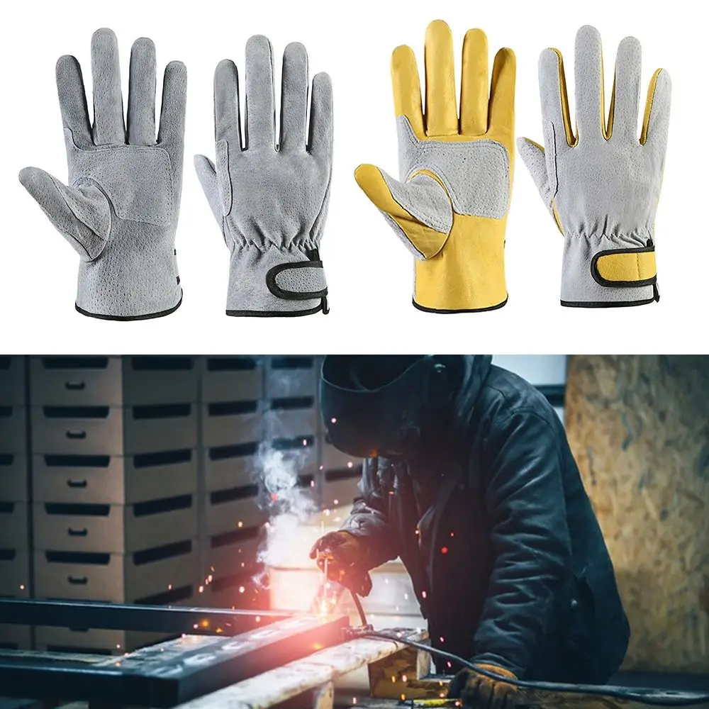 Leather Welding Gloves Flame Retardant Heat-Resistant Work Gloves Supplies Anti-cutting Glove Workplace Fireplace Oven Welder