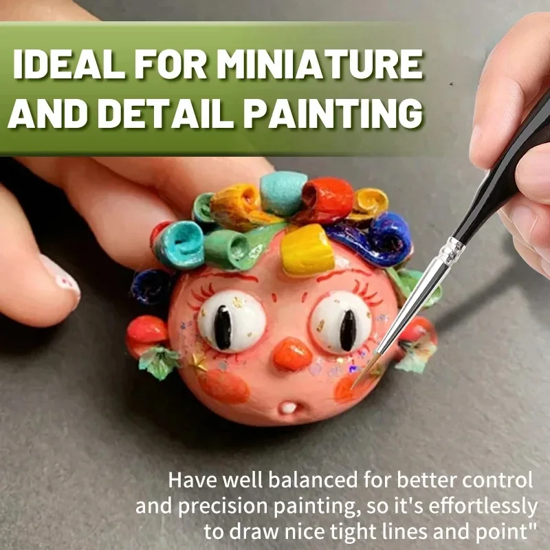 Fine Tip Paint Brush Set for Acrylic, Models, Mini Miniature Detail , Nylon Hair Thin Extra Fine Paintbrushes