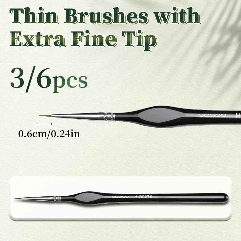Fine Tip Paint Brush Set for Acrylic, Models, Mini Miniature Detail , Nylon Hair Thin Extra Fine Paintbrushes