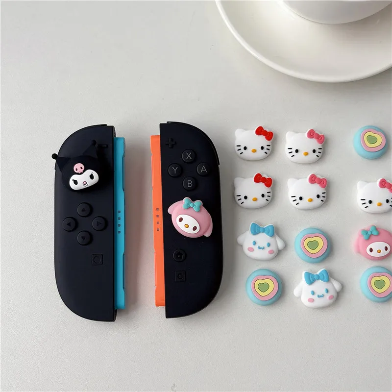 4pcs Cartoon Thumb Stick Grip Cap For Nintendo Switch 2 JoyCon Controller Analog Joystick Protector Case Soft Silicone Cover