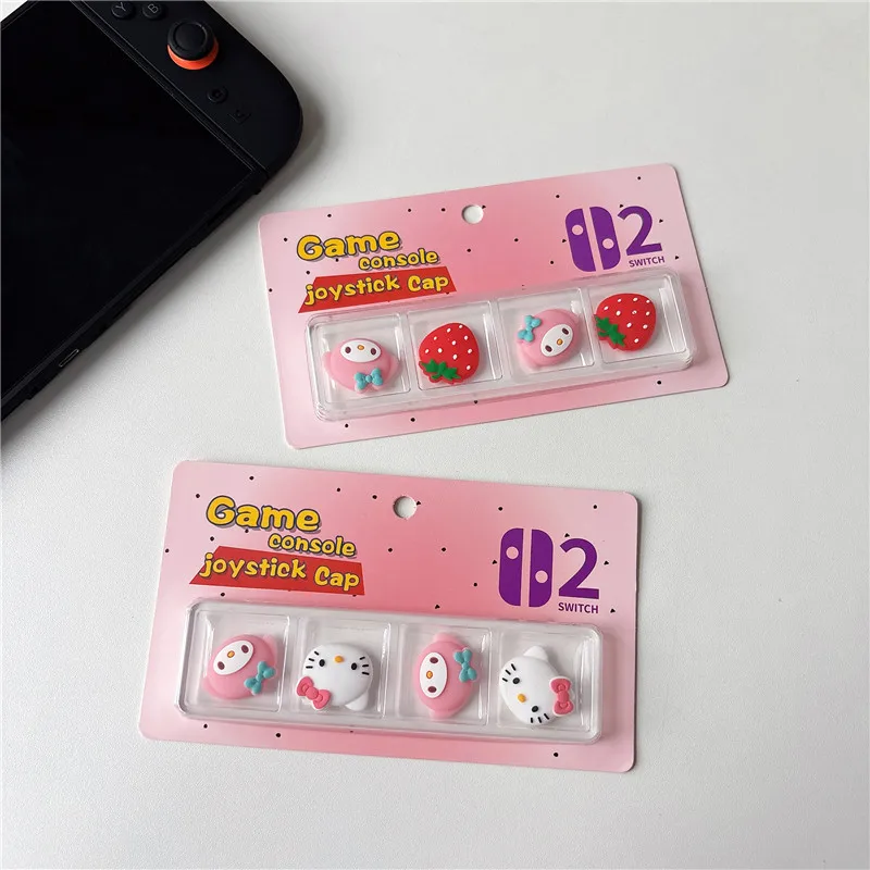 4pcs Cartoon Thumb Stick Grip Cap For Nintendo Switch 2 JoyCon Controller Analog Joystick Protector Case Soft Silicone Cover
