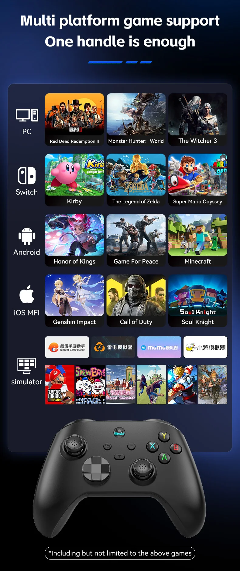 G6 Mobile Game Controller For Switch/IOS/Andriod/PC Support Streaming media/cloud Game Mobile Phone GamePad Hall effect joystick