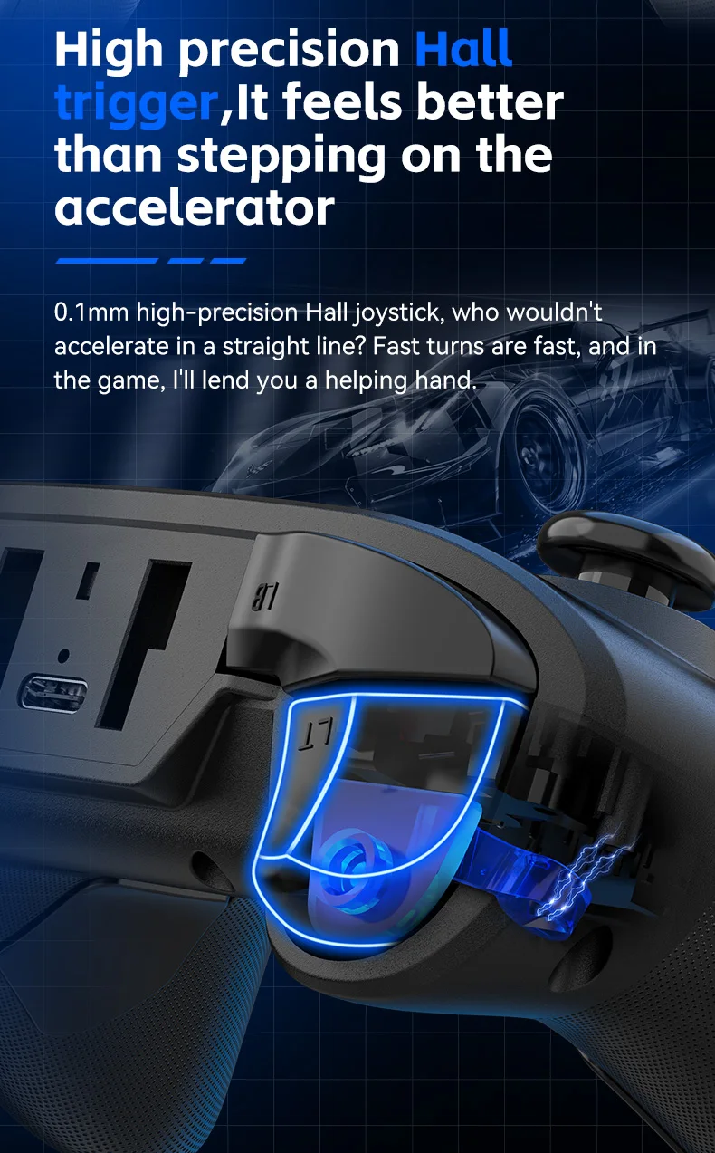 G6 Mobile Game Controller For Switch/IOS/Andriod/PC Support Streaming media/cloud Game Mobile Phone GamePad Hall effect joystick