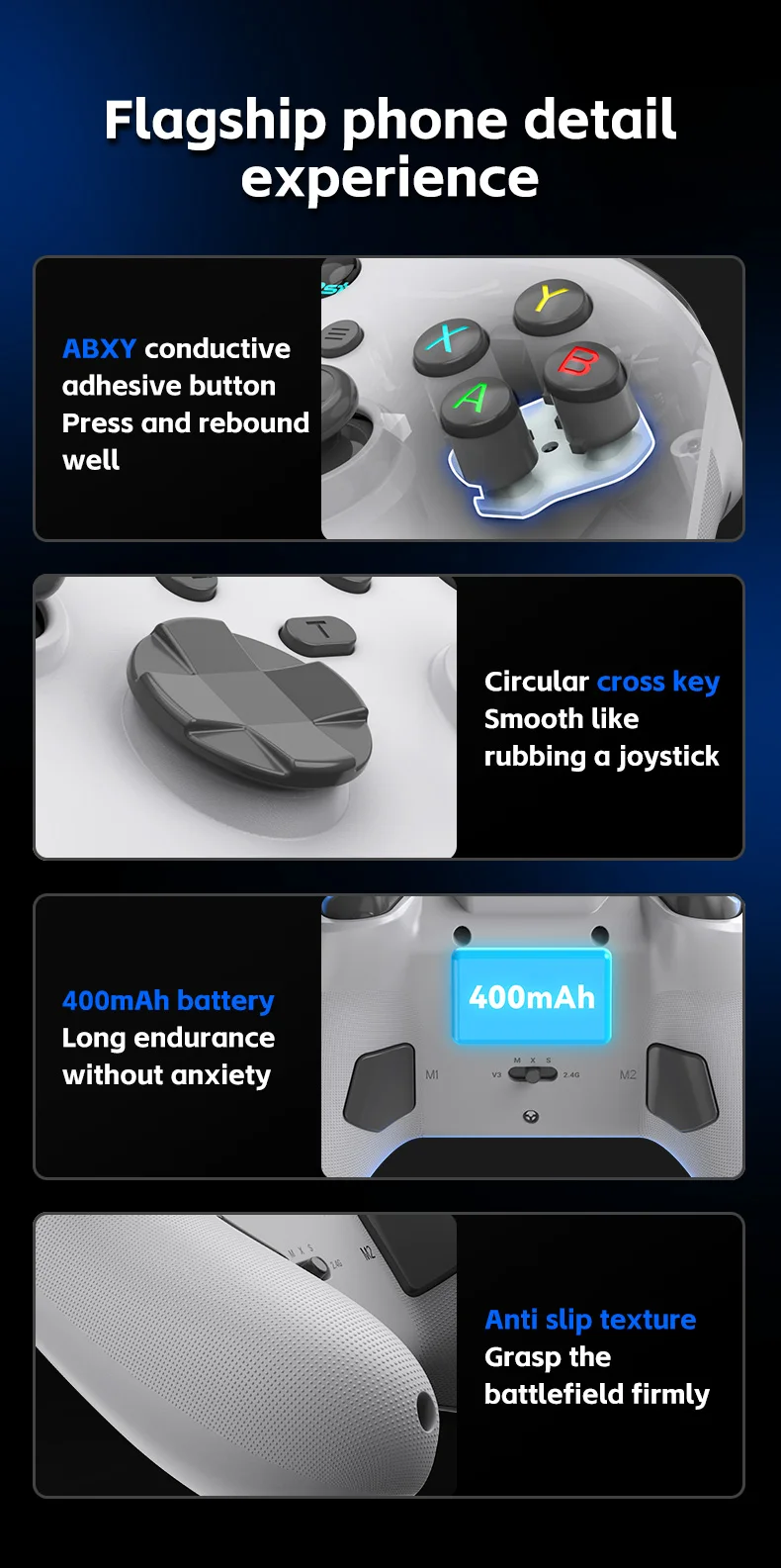 G6 Mobile Game Controller For Switch/IOS/Andriod/PC Support Streaming media/cloud Game Mobile Phone GamePad Hall effect joystick