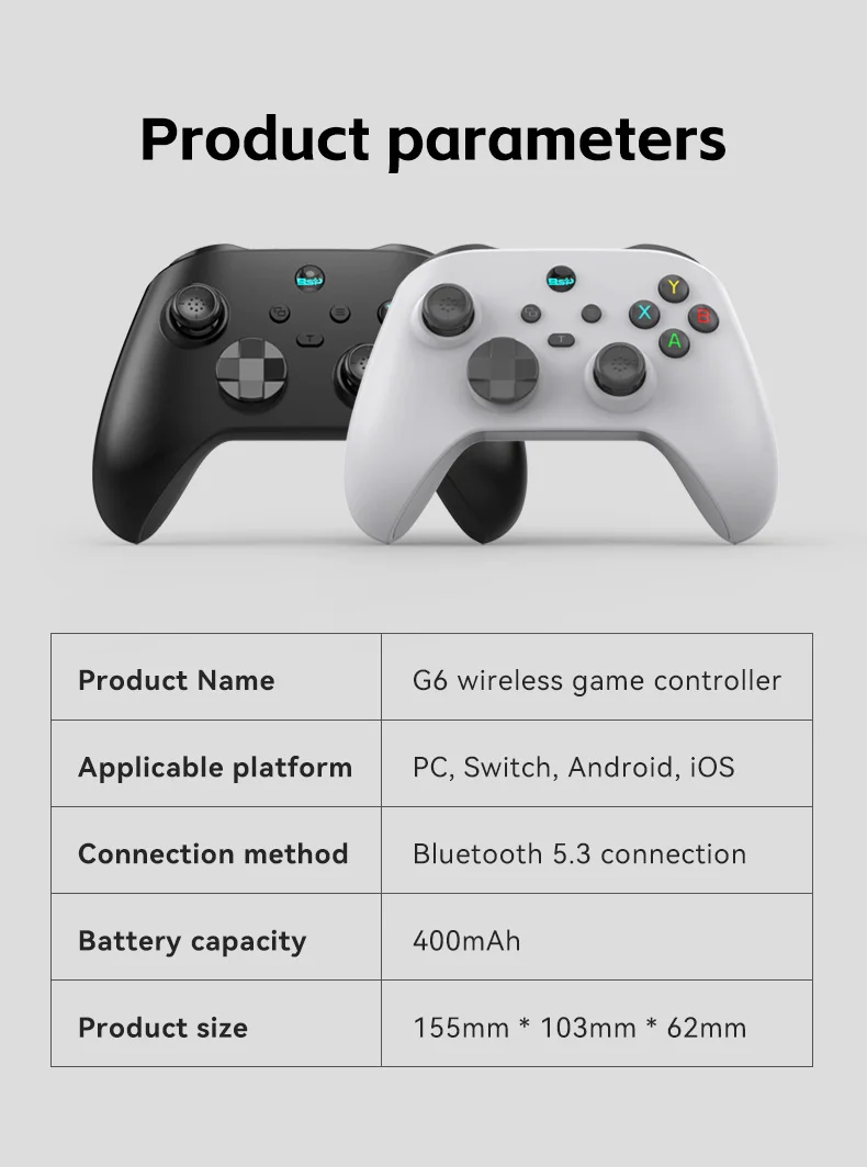 G6 Mobile Game Controller For Switch/IOS/Andriod/PC Support Streaming media/cloud Game Mobile Phone GamePad Hall effect joystick