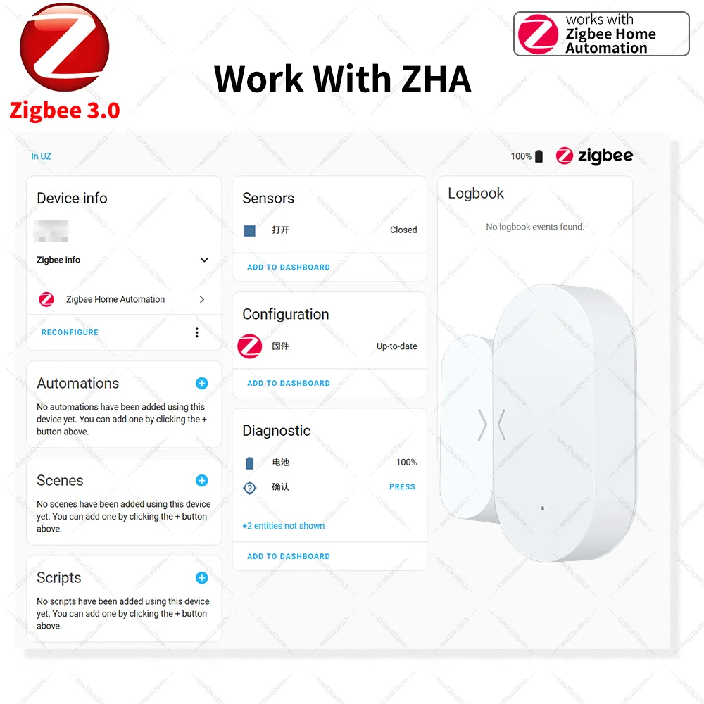 Zigbee 3.0 Contact Sensor Door Sensor Window Sensor Zigbee Hub Required Workwith Home Assistant Yandex Alexa ZHA Zigbee2MQTT HA