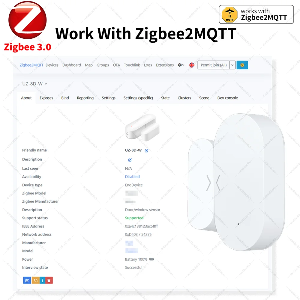 Zigbee 3.0 Contact Sensor Door Sensor Window Sensor Zigbee Hub Required Workwith Home Assistant Yandex Alexa ZHA Zigbee2MQTT HA