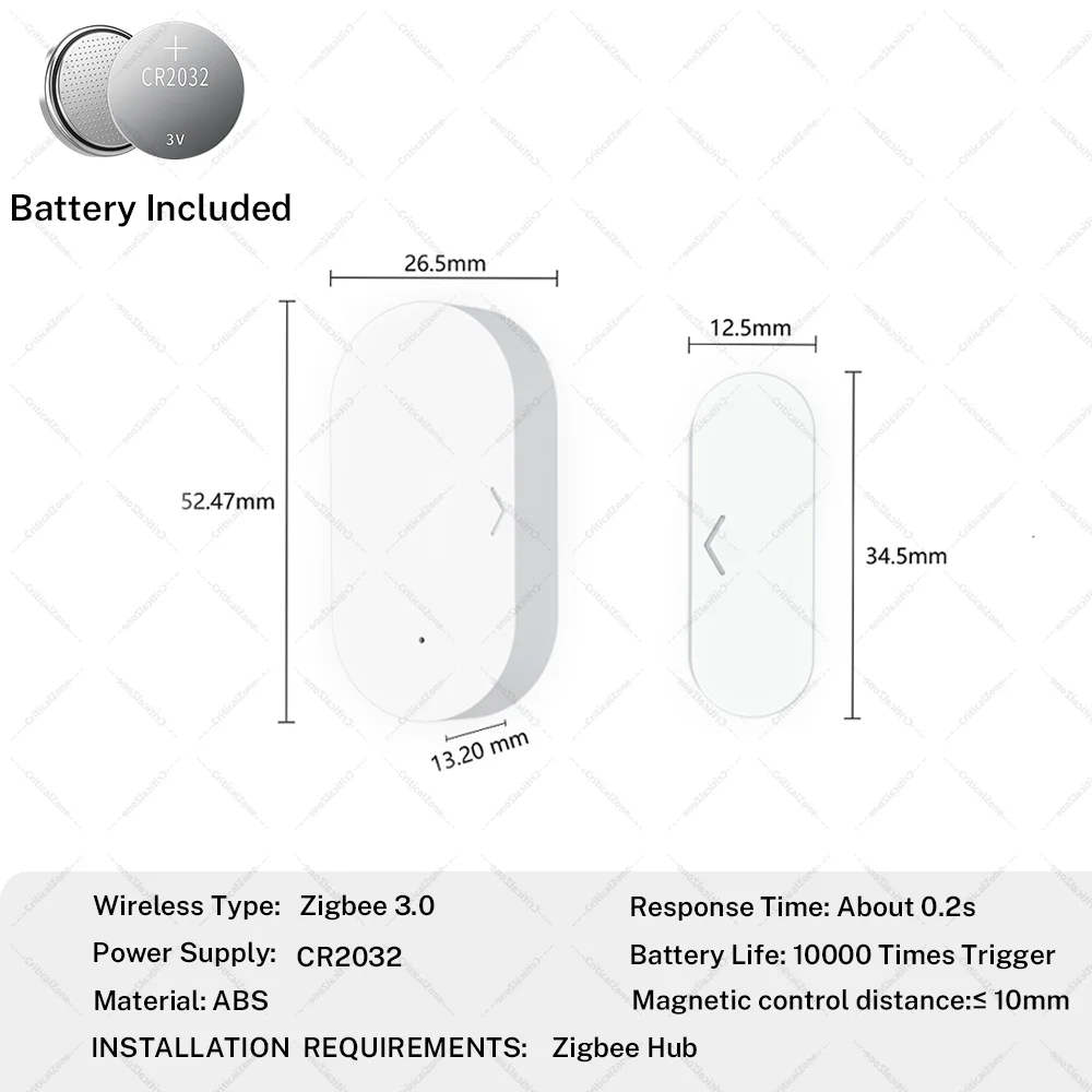 Zigbee 3.0 Contact Sensor Door Sensor Window Sensor Zigbee Hub Required Workwith Home Assistant Yandex Alexa ZHA Zigbee2MQTT HA