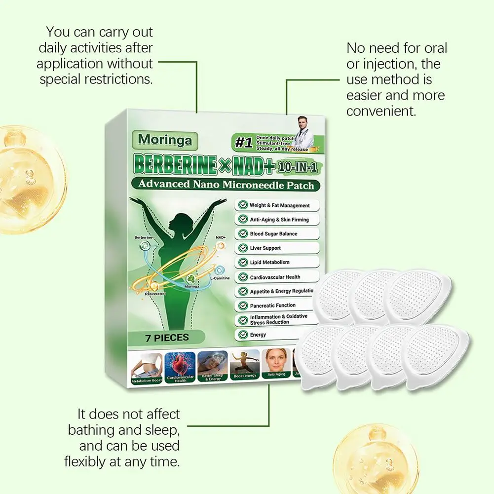 Moringa 10-in-1 Nano Microneedle Patch - Moisturizing, Firming Skin, Microdarts Technology for Women & Men Daily Care Body Care