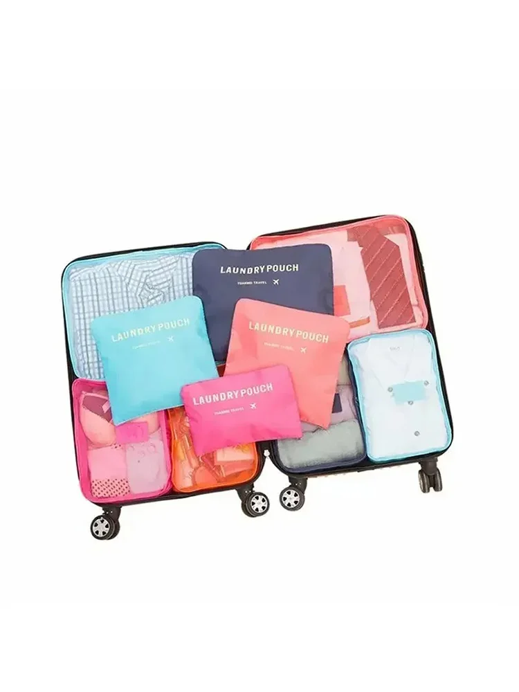 6pcs Set Travel Storage Bags Suitcase Packing Set Storage Cases Portable Luggage Organizer Clothes Shoe Foldable Organizer