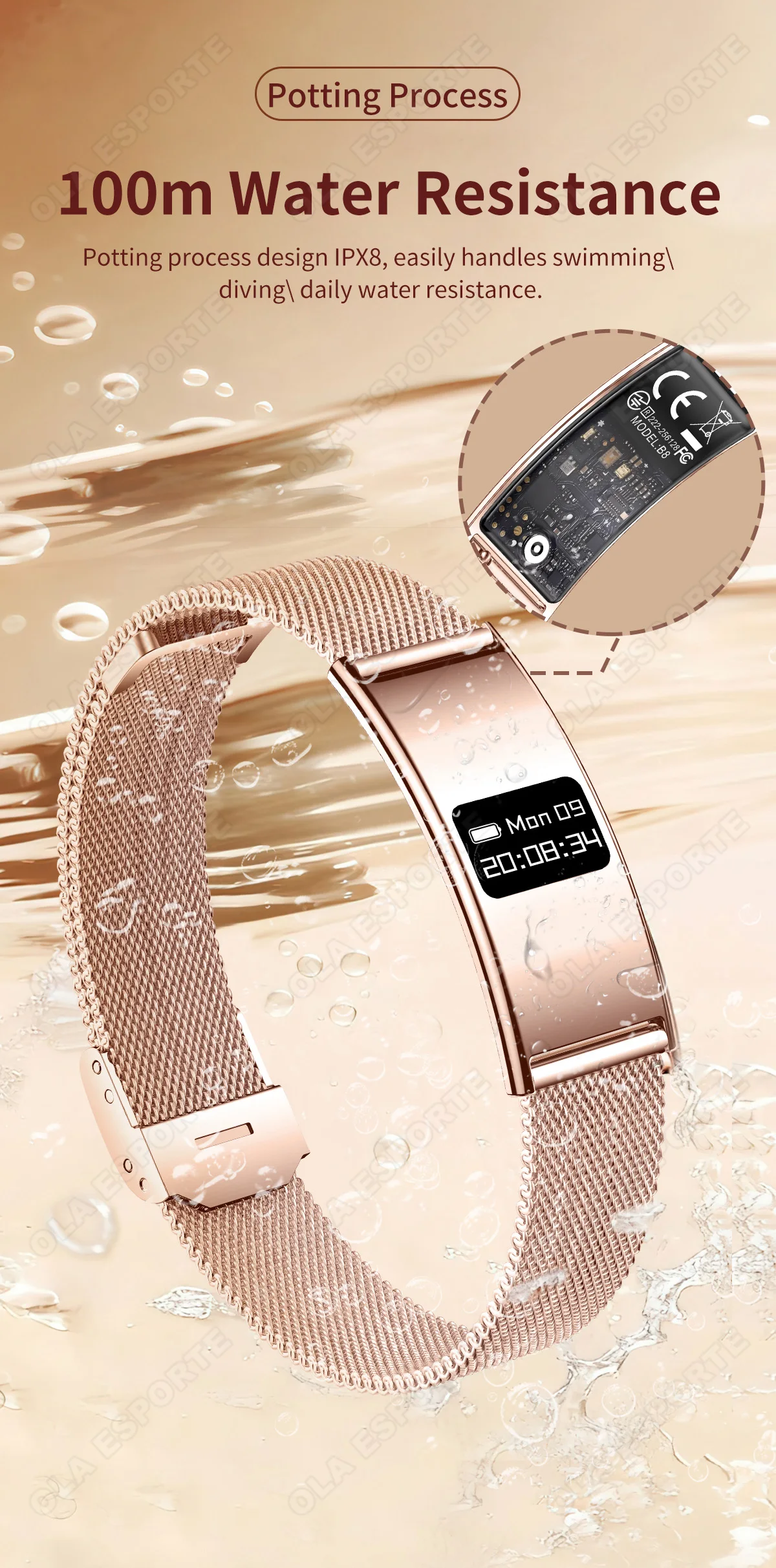2026 New Smart Bracelet Ultra-thin Heart Rate Blood Oxygen Sleep Monitor IPX8 Waterproof Smart Watch Sports Women Men Band Ht30