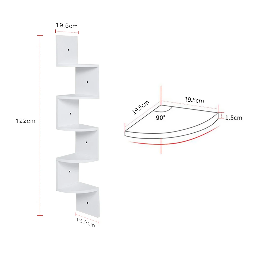 【Breeins】Wooden Zigzag Floating Corner Shelves Multi Tier Storage Organizer Shelf For Home Office