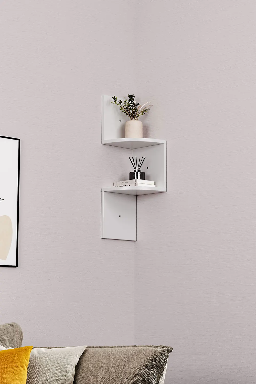 【Breeins】Wooden Zigzag Floating Corner Shelves Multi Tier Storage Organizer Shelf For Home Office