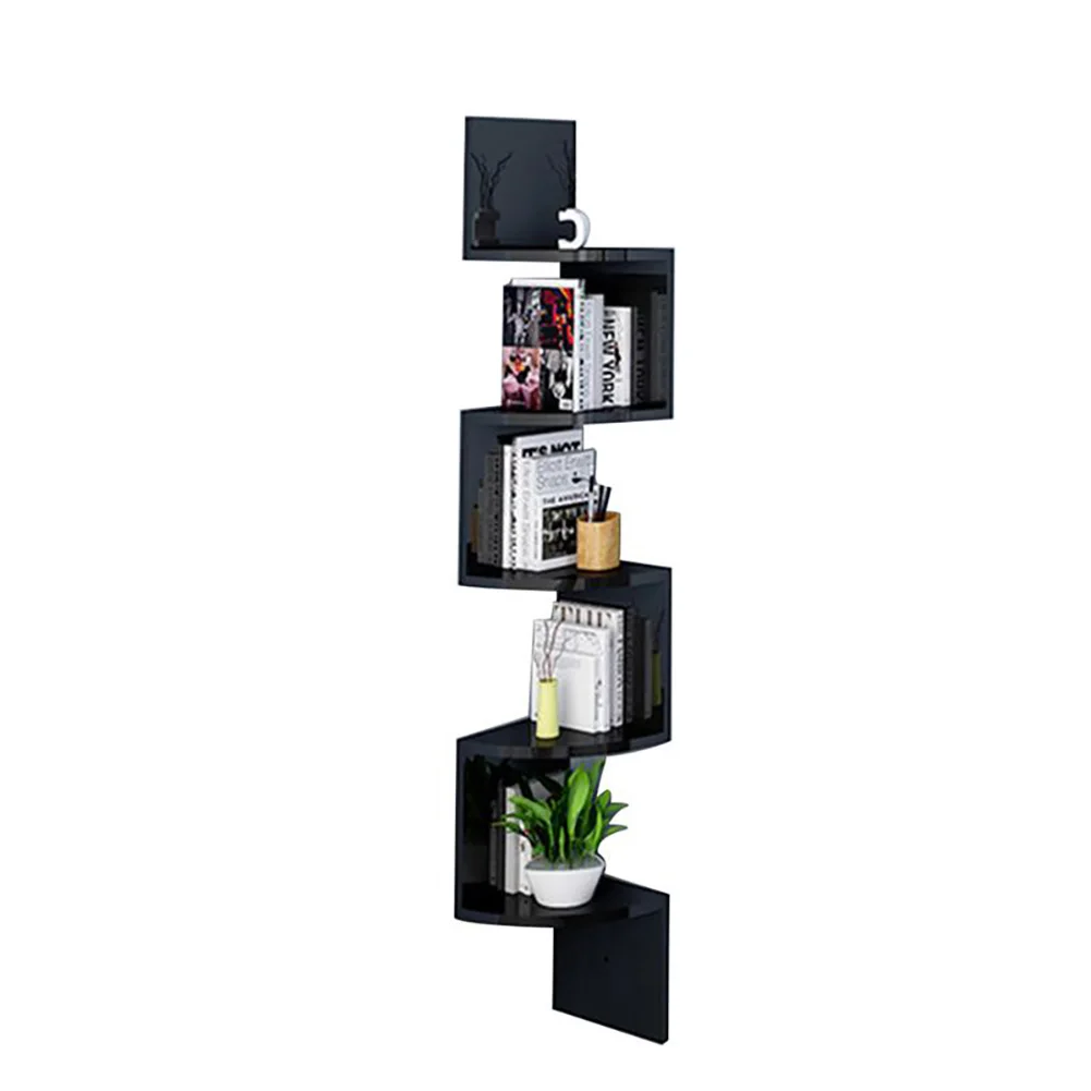 【Breeins】Wooden Zigzag Floating Corner Shelves Multi Tier Storage Organizer Shelf For Home Office