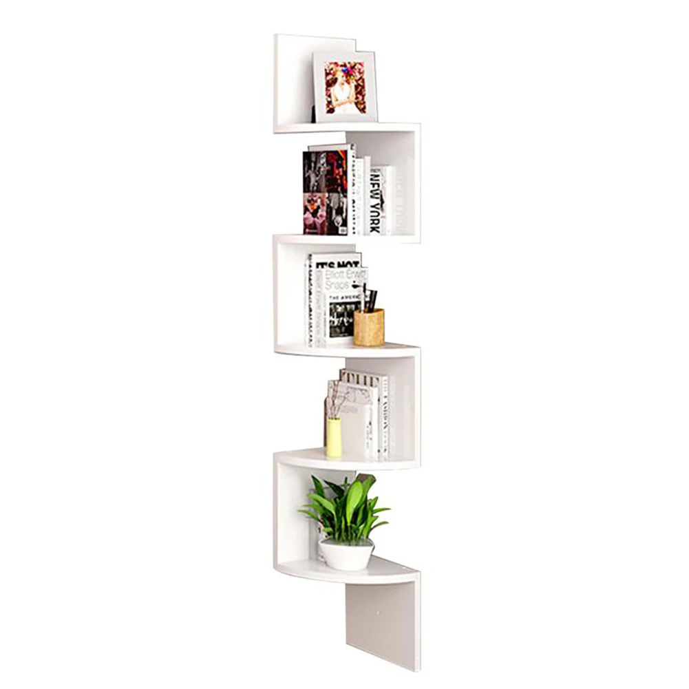 【Breeins】Wooden Zigzag Floating Corner Shelves Multi Tier Storage Organizer Shelf For Home Office