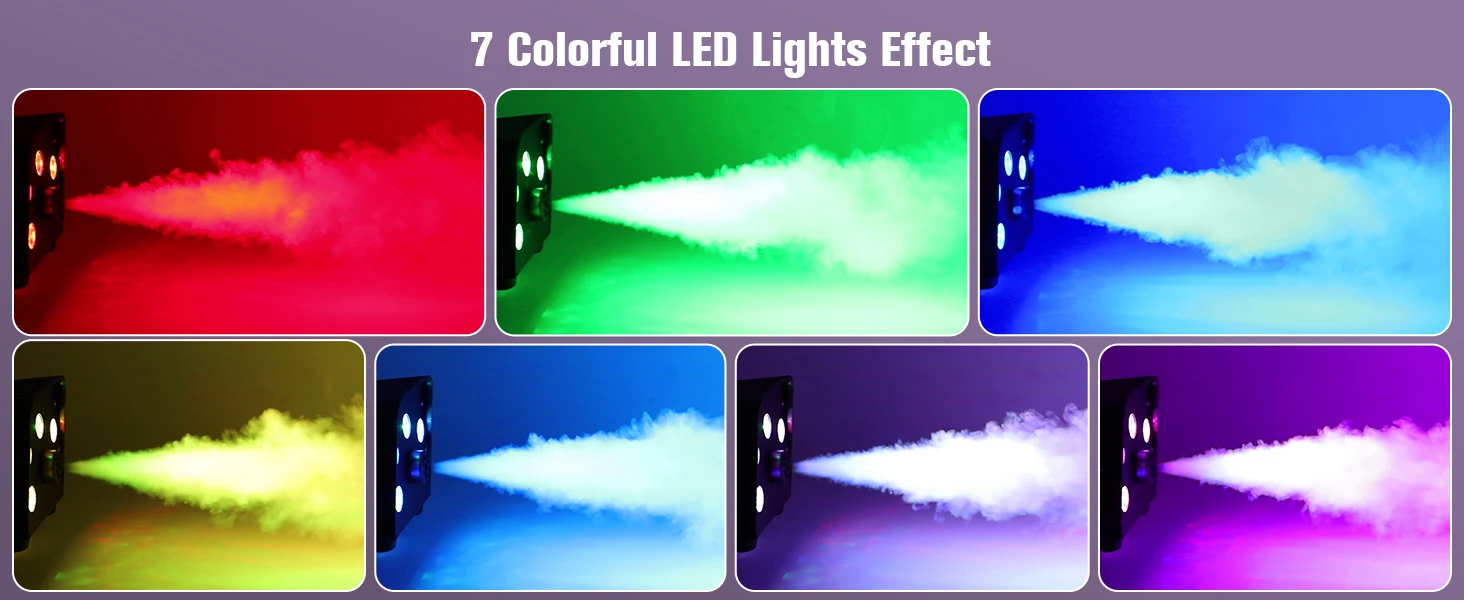 LeLeght 500W Smoke Machine RGB Colorful 5 LEDs Fog Ejector Stage Effect Fogger Spray Equipment for Wedding Halloween DJ Show